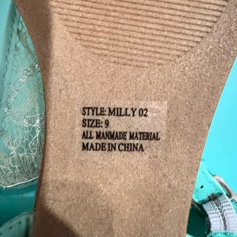 NEW NWT Vanity mint green sandals women’s 9 lacy - Picture 6 of 6